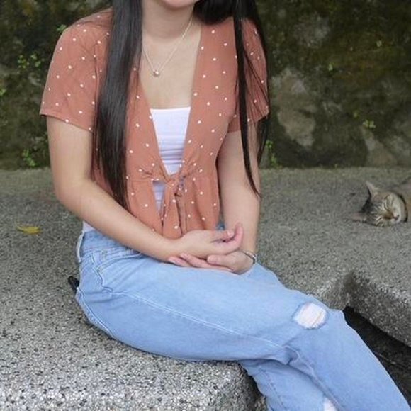 Pacsun Lottie Moss Brown Polka Dot Tie Crop Top - Picture 4 of 4